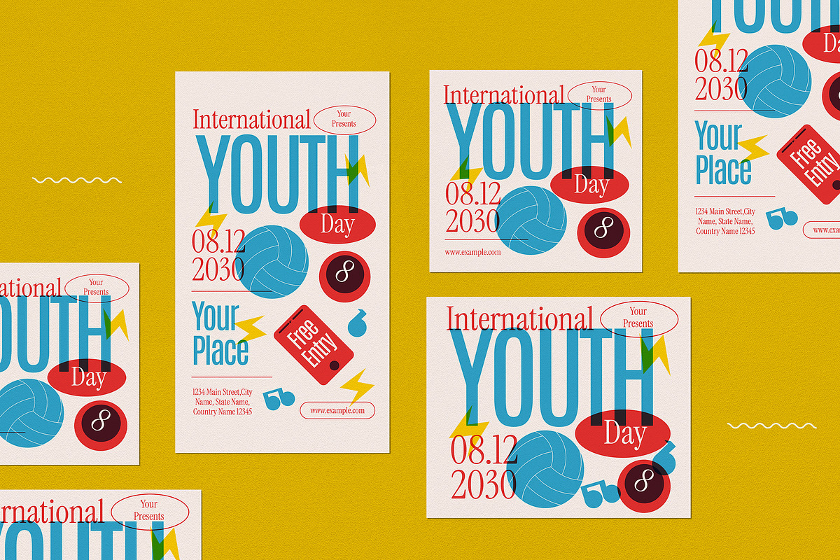Colorful Risograph Youth Day Flyer, a Flyer Template by graphicook (Photo 4 of 4)