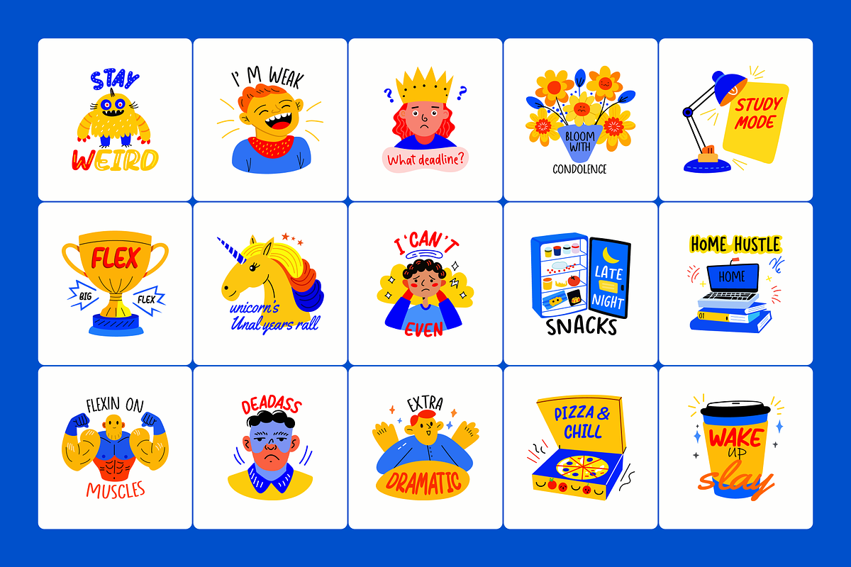 Teenage Stickers Set, an Emoji Icon by Vectors Market (Photo 6 of 9)