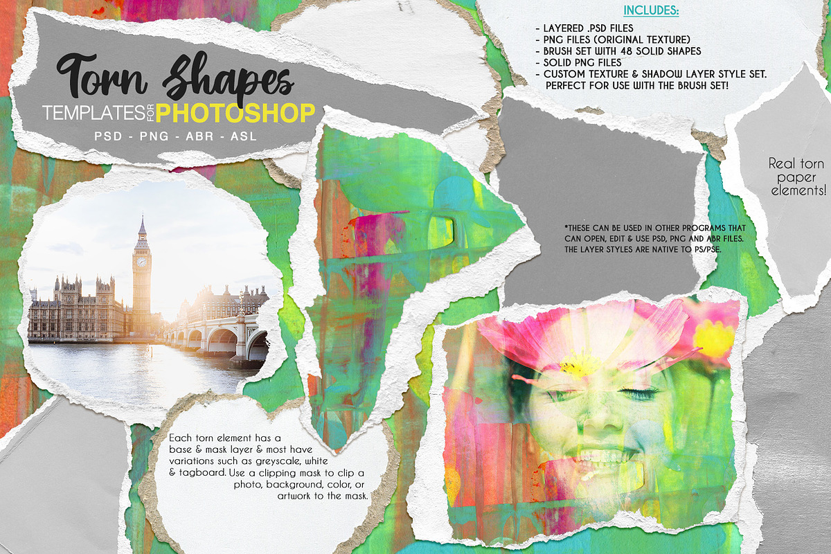 Torn Paper Templates PSD PNG ABR, an Object Graphic by Studio Kitsch (Photo 1 of 7)