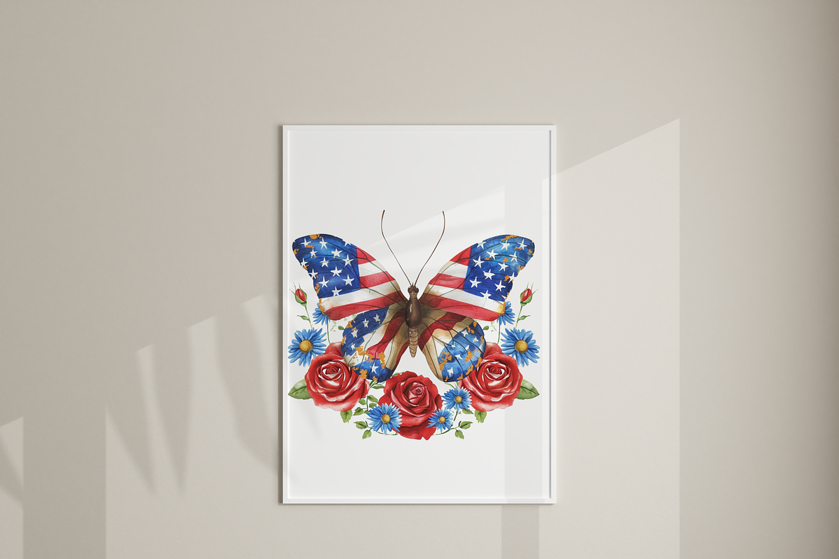 40 PNG Patriotic Butterfly Clipart, a Decorative Illustration by Pati Charm Studio (Photo 7 of 8)
