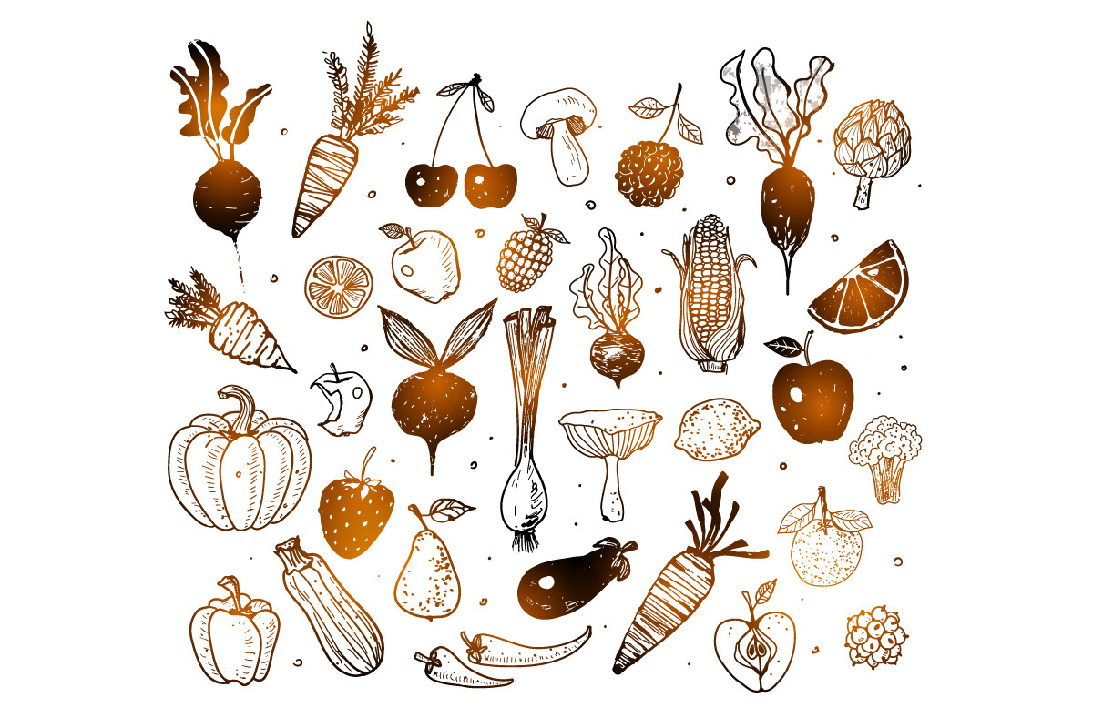 Fruits and vegetables doodles, a Food Illustration by Elina_Li (Photo 7 of 20)