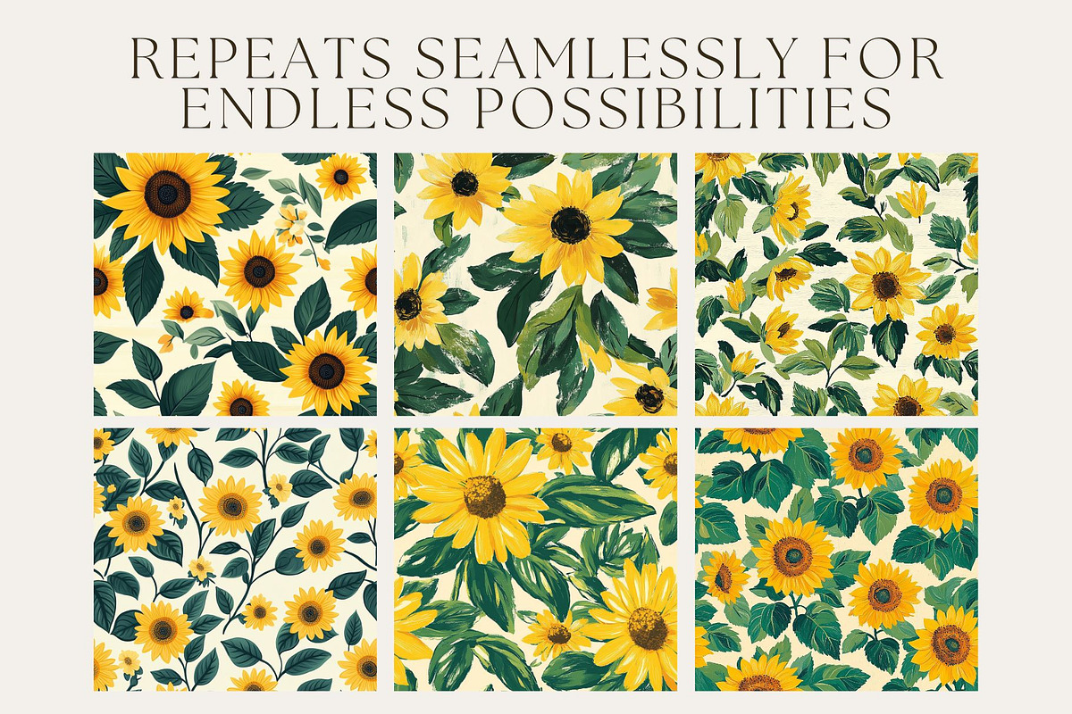 12 Joyful Sunflower Seamless Pattern, a Pattern Graphic by Inknfolly (Photo 2 of 7)