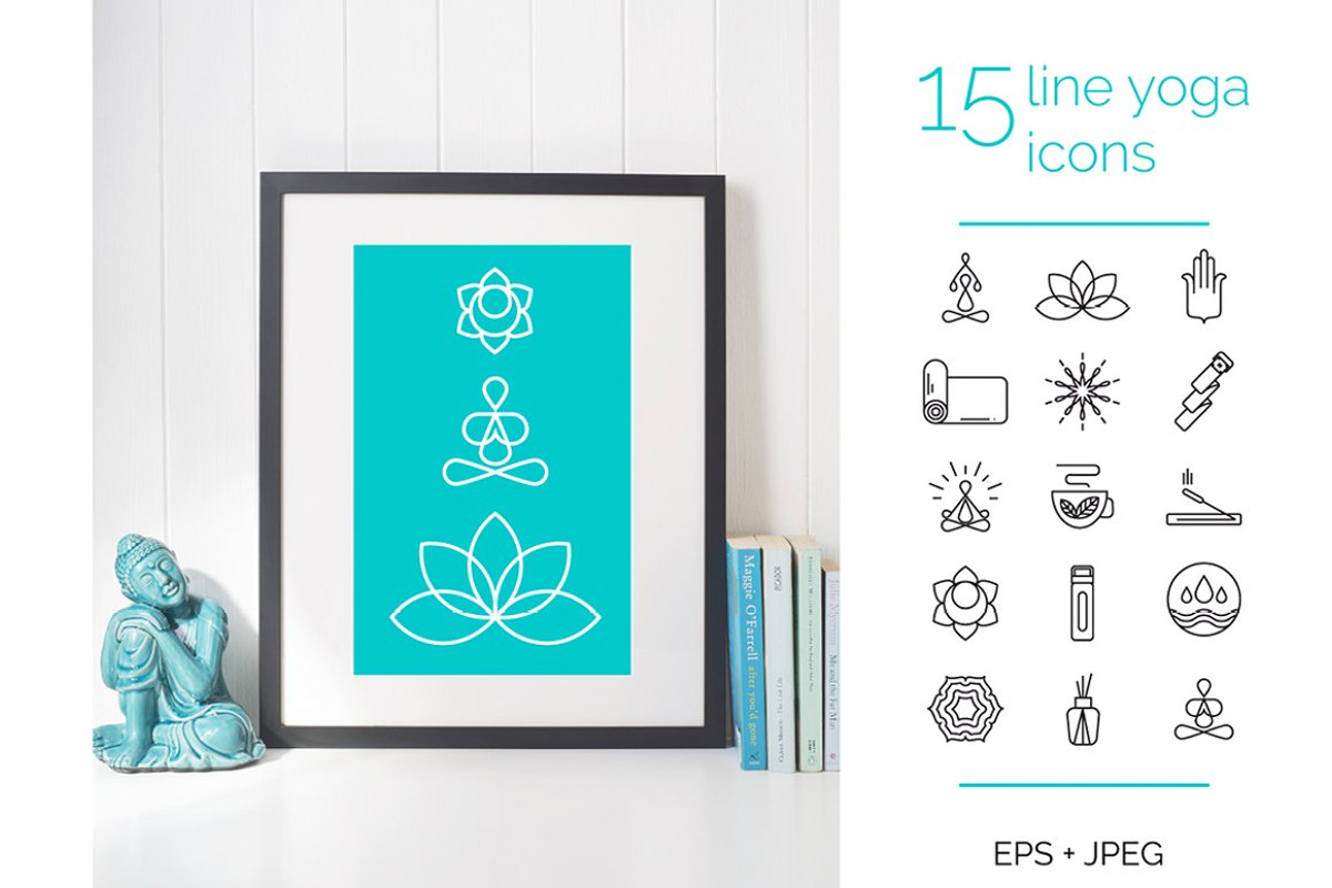 15 line yoga icons., an Outline Icon by BezierMagic (Photo 1 of 4)