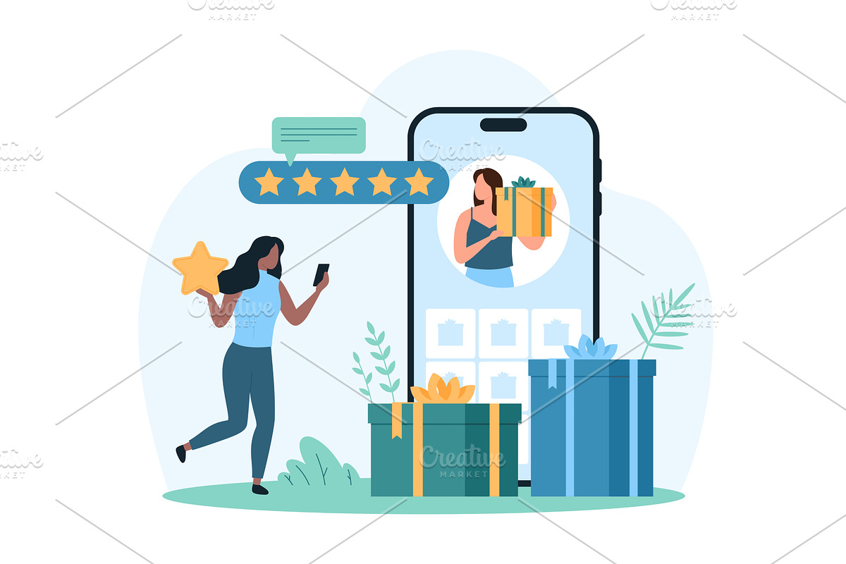 Giveaway blogger store free service, a Person Illustration by Flashvector