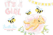 Girl Bear Bumble Bee Honey clipart, an Animal Illustration by Magic Story Studio (Thumbnail 2 of 4)