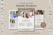 20 page Monthly Newsletter Template, a Marketing Template by Rise and Roar Design (Thumbnail 1 of 9)