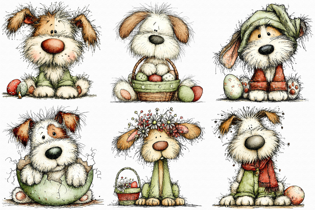 Whimsical Easter Dogs Clipart, an Illustration by Libby Wishes (Photo 8 of 9)