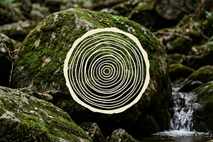 Lush Forest & Tree Ring Graphic, a Nature Photo by Virgo Studio