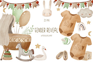 Gender reveal clipart & pattern
