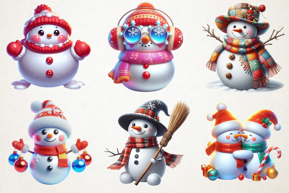 Frosty Snowman Holiday Clipart, an Illustration by RobertsArt (Photo 6 of 7)