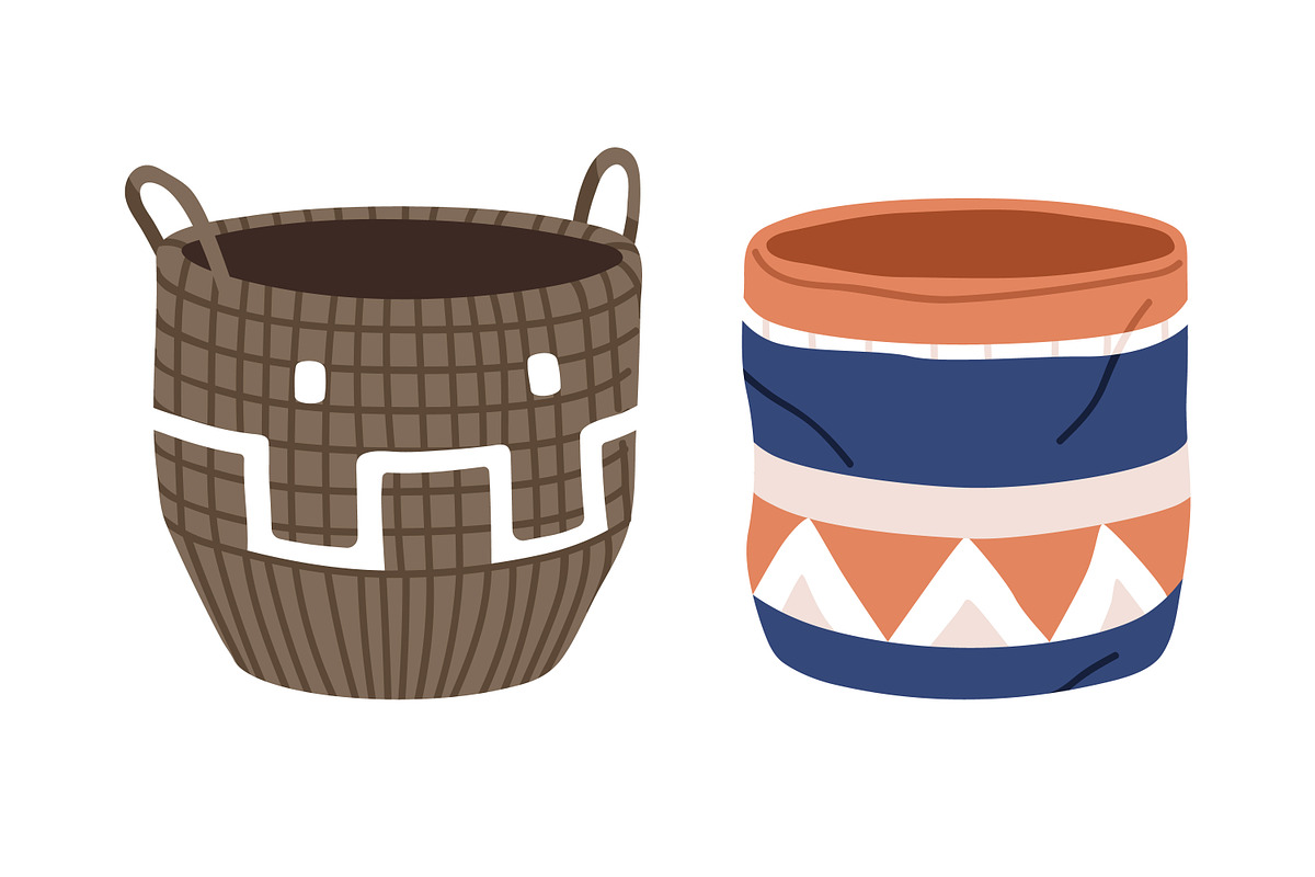 Modern wicker woven baskets set, an Object Illustration by Good Studio (Photo 7 of 7)