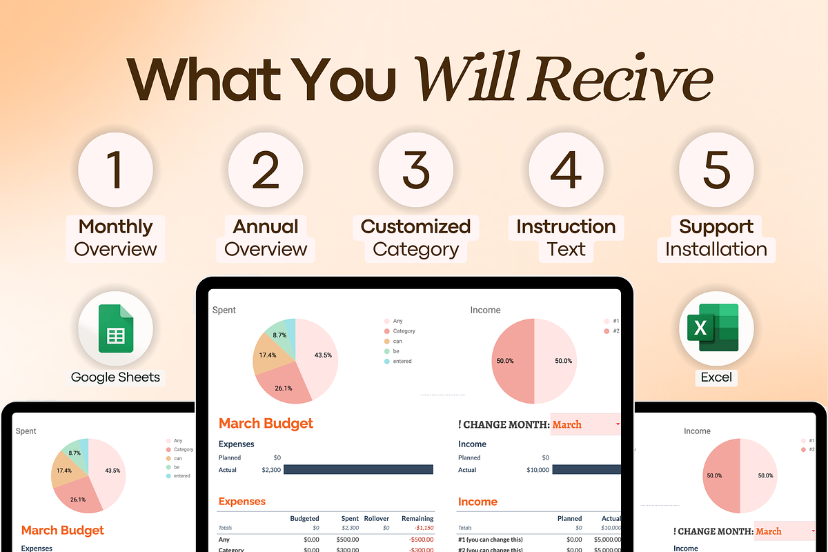 Budget Planner for Google Sheets, a Templates & Theme by vitalinagerman (Photo 5 of 11)