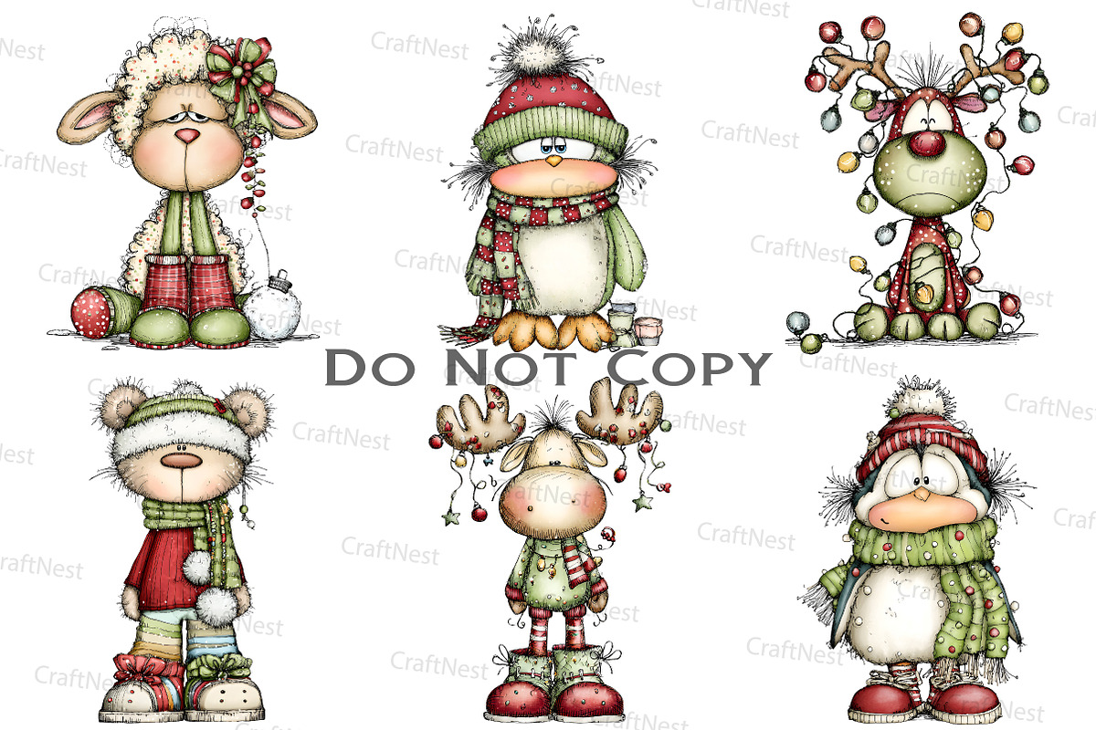 Whimsical Grumpy Animals Christmas, an Illustration by Craft Nest (Photo 5 of 8)