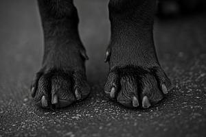 Closeup of black retriever dog paw, an Animal Photo by AlyaAnd
