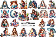 Cute Little Girl Reading Clipart, an Illustration by Pixels.Craft (Thumbnail 1 of 10)