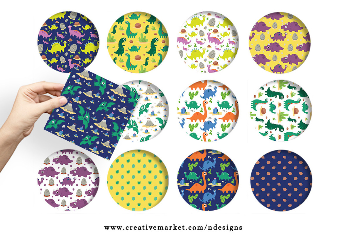 Dinosaur Seamless Pattern, Editable, a Pattern Graphic by NDesigns (Photo 2 of 4)
