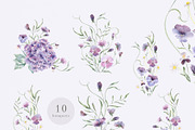 Charming purple pansies, hydrangea, an Illustration by astelenadesign (Thumbnail 5 of 12)