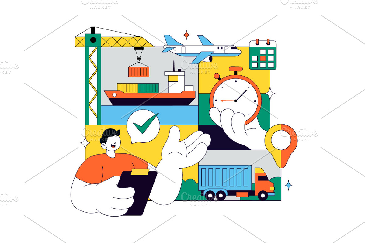 10 Logistics Vector Illustration, an Object Illustration by denayunebgt (Photo 4 of 4)