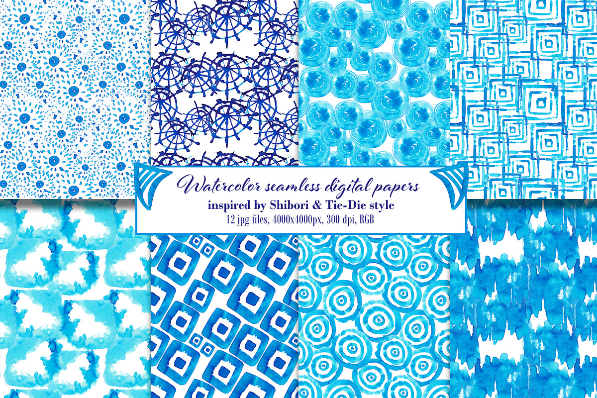 Watercolor seamless patterns, a Pattern Graphic by Visual Animal (Photo 1 of 6)