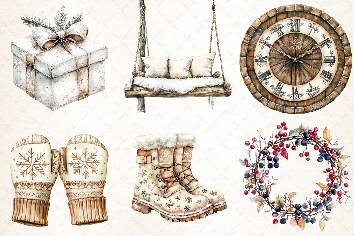 Watercolor Winter Snowy Clipart, an Illustration by Libby Wishes (Photo 5 of 5)
