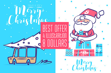 4 in 1 Christmas cards (set1)