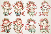 Quirky Mama Shark Ocean Life Art, an Animal Illustration by RobertsArt (Thumbnail 3 of 5)