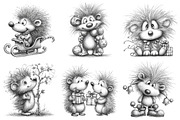 Funny Christmas Hedgehog Sketch Art, an Illustration by Libby Wishes (Thumbnail 4 of 9)
