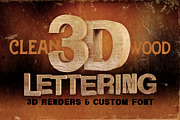 Wood - 3D Lettering + Font, a Font by MIIM (Thumbnail 1 of 4)