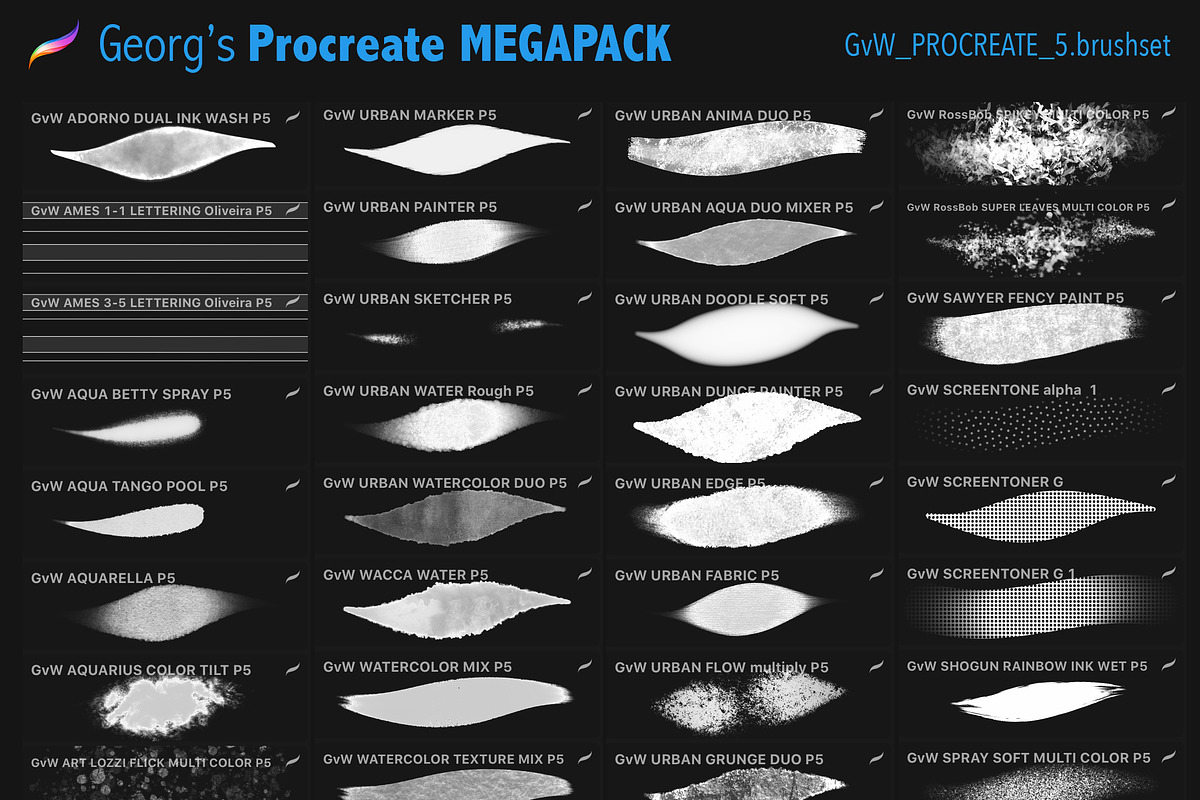 600+ Brushes Procreate BIG PACK, a Brush Add-On by Georg's Procreate Brushes (Photo 114 of 115)
