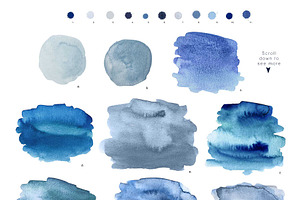 Blue Watercolor Textures & Splashes