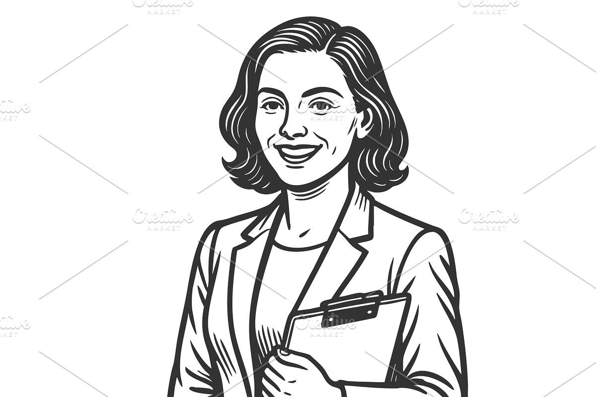 smiling female recruiter with, a Person Illustration by AlexArt