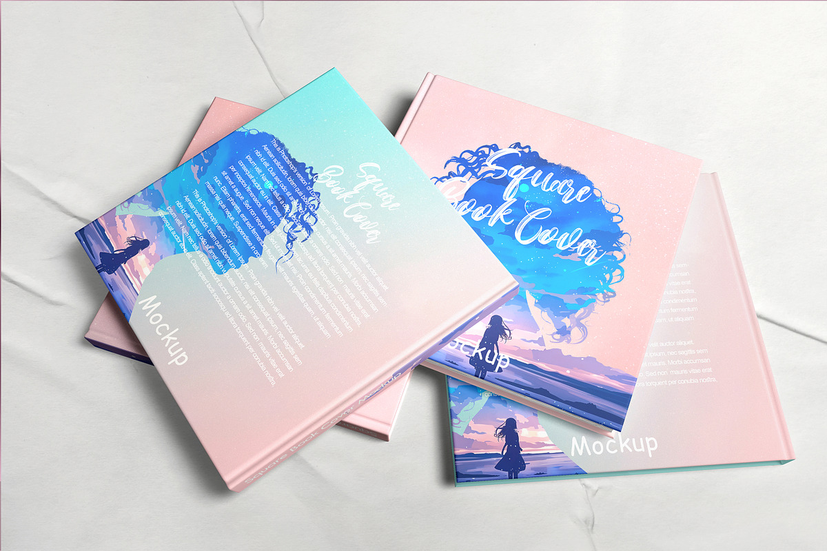 Square Book Cover Mockups, a Books & Magazine Mockup by Defa Visual (Photo 3 of 9)