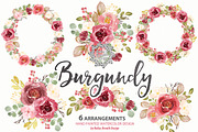 Watercolor Burgundy design, an Illustration by Babysbreath/Dandelionery (Thumbnail 2 of 2)