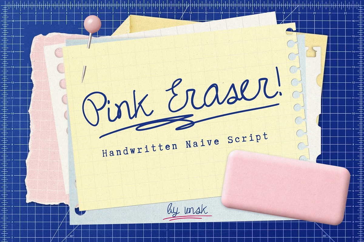 Pink Eraser Handwritten Naive Script, a Script Font by Anastasiia VNSK (Photo 1 of 11)