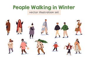 People walk on winter holidays set, a Person Illustration by Good Studio