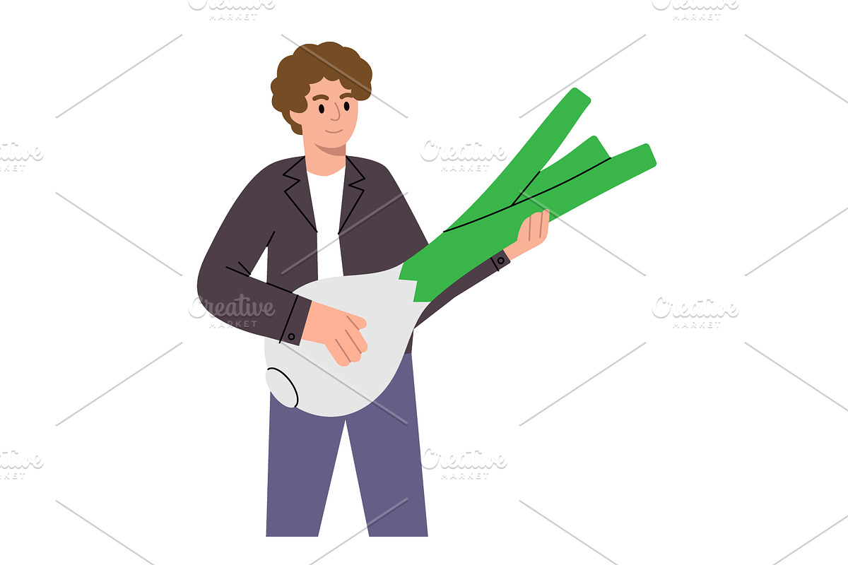Man holding a fresh onion in hand, a Food Illustration by GraphiShop