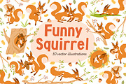 Cute funny squirrels, cartoon set, an Animal Illustration by Good Studio (Thumbnail 1 of 4)