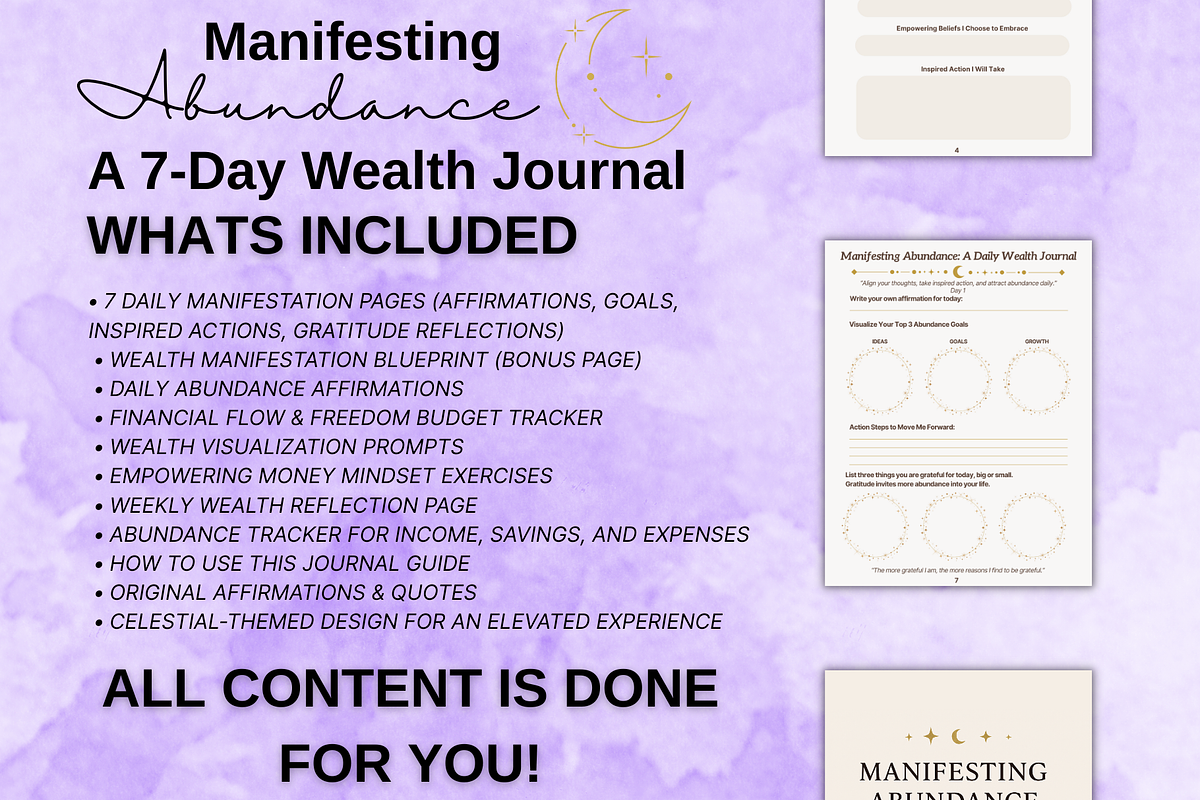 Manifesting Abundance: 7-Day Journal, a Stationery Template by Raven&RoseStudio (Photo 2 of 4)