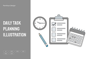 Daily Task Planning Illustration, a Work Illustration by Partikusi Design
