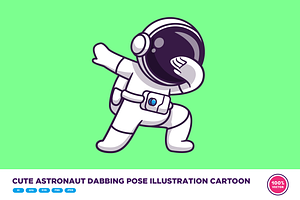 Cute Astronaut Dabbing Pose Cartoon