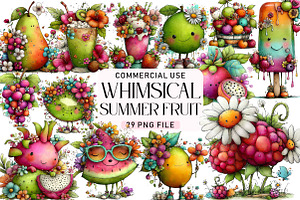 Whimsical Summer Fruit Clipart, a Seasonal Illustration by Daily.Designs