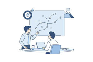 Businessman pointing at a project, a Person Illustration by Artsaba Family