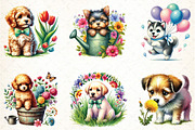 Cute Spring Puppy Clipart, an Illustration by DreamCafeArt (Thumbnail 3 of 6)