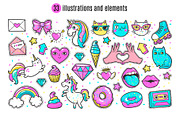 Unicorns and Cats Clipart + Patterns, an Illustration by Martyshova (Thumbnail 2 of 7)