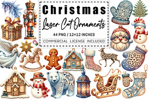 Christmas Laser Cut Ornaments Bundle, a Graphic by CitraGraphics