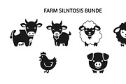 Cute Farm Animal Silhouette Bundle, an Illustration by hafijul (Thumbnail 12 of 51)