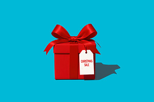 a red gift box for christmas, generative AI, a Photo by Nito