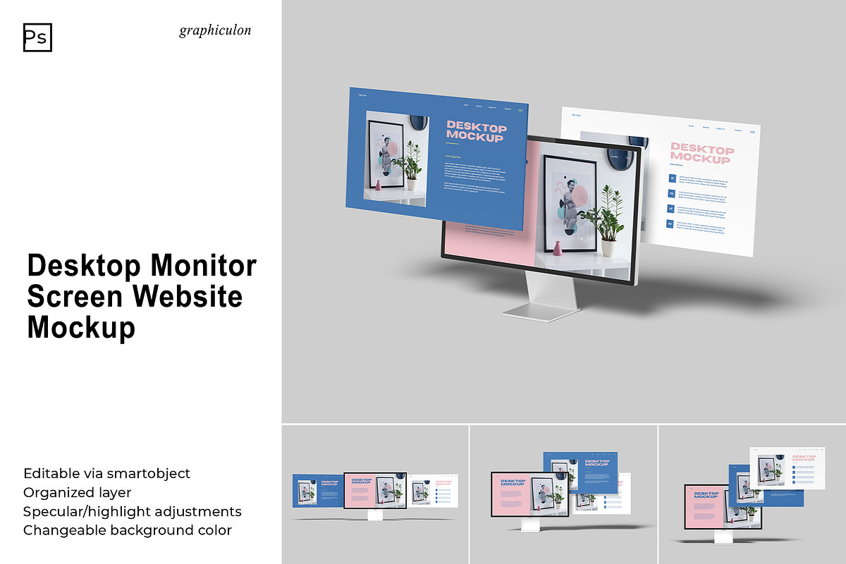 Desktop Screen Website Mockup, a Device Mockup by Graphiculon (Photo 1 of 11)