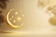 Golden crescent moon and stars hang, a Background Photo by shahsoft (Thumbnail 2 of 2)