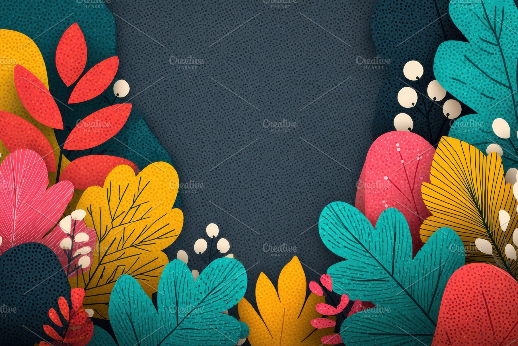 Vibrant floral design colorful leave, a Photo by Pixeness Studio